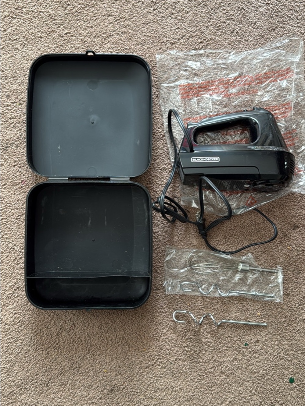 Black & Decker Black Hand Mixer with Case and Accessories